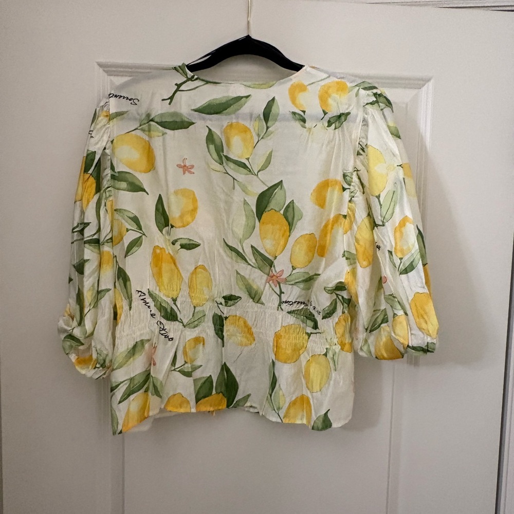 H&M Lemon Patterned Blouse with Green Accents - Picture 3 of 3